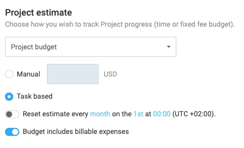 Configura estimaciones de presupuesto en Clockify