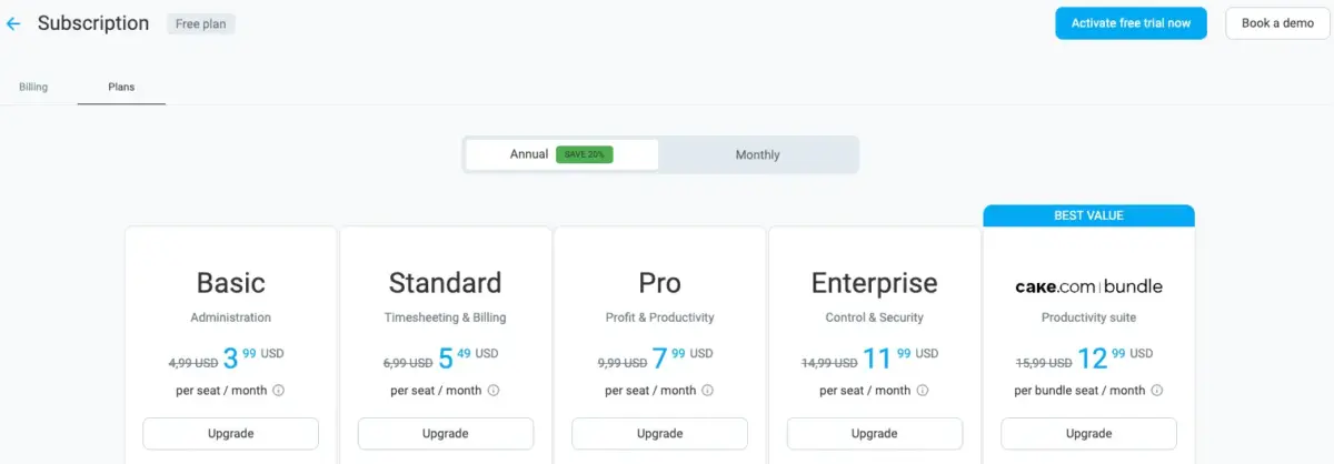 Upgrading to a paid plan in Clockify