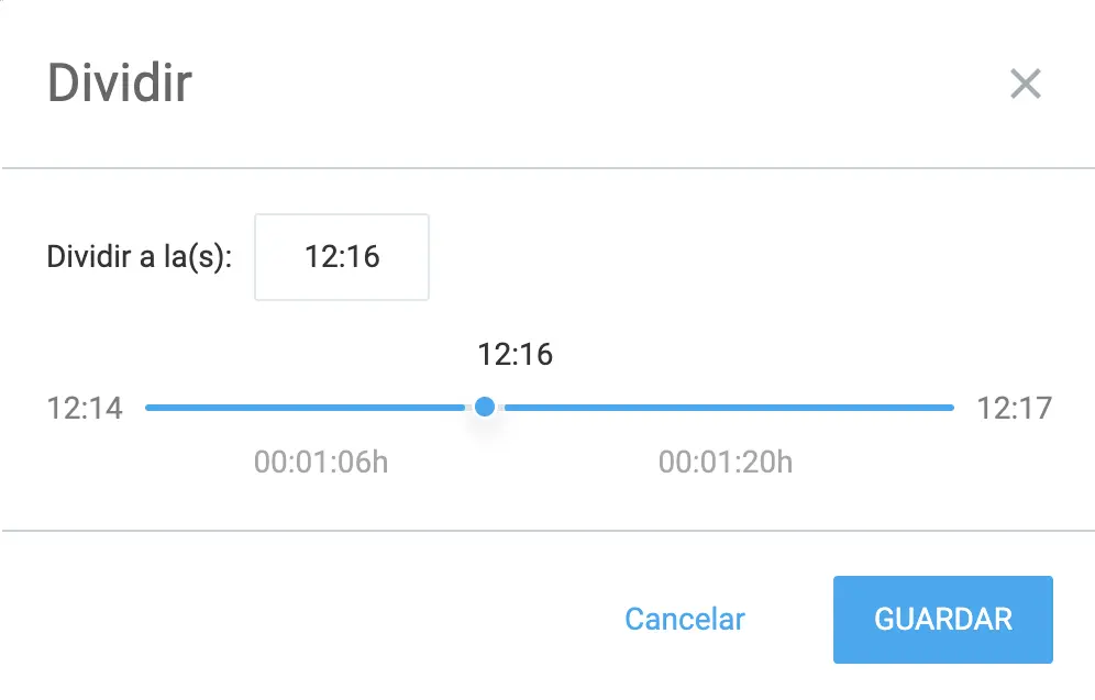Ajusta el tiempo dividido en Clockify