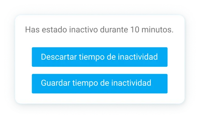 Aviso de tiempo de inactividad en Clockify