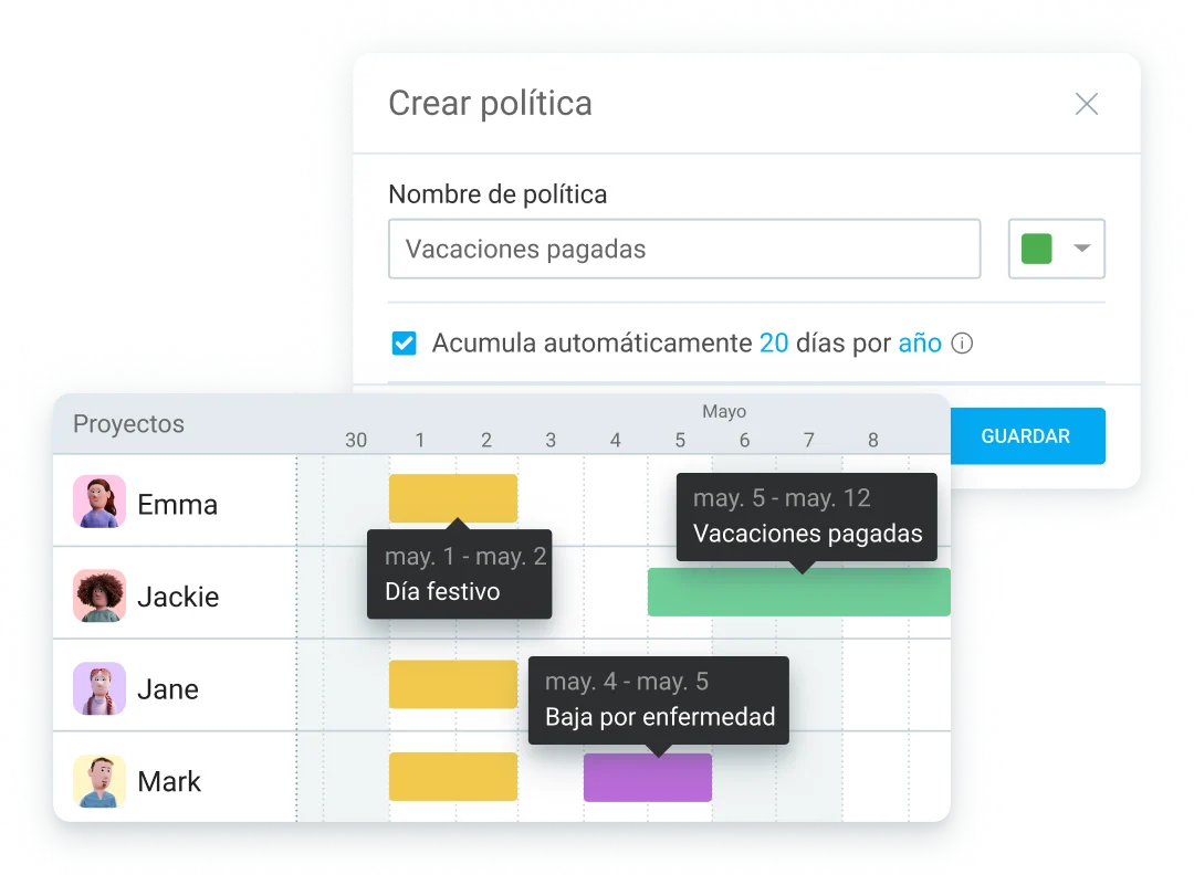 Crea una política de tiempo libre en Clockify