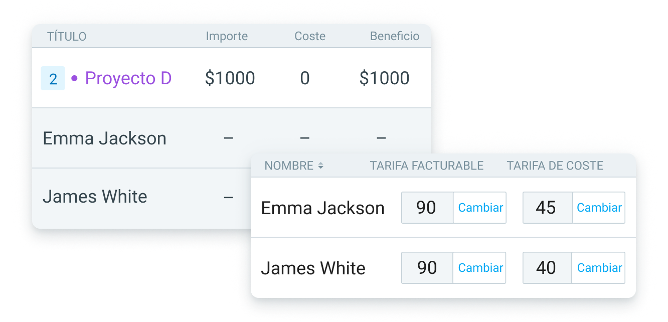 Configura tarifas de facturación y costes por proyecto en Clockify