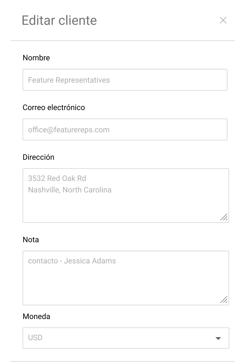Edita la información del cliente en Clockify