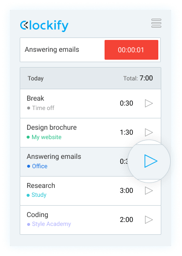 App de control de productividad - continúa registrando