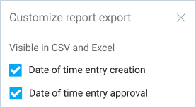 Zusatzfunktion Benutzerdefinierter Export Eintragsdatum