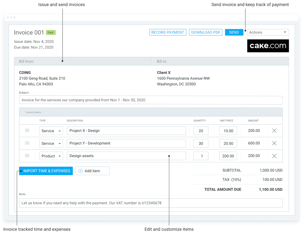 invoices in Clockify