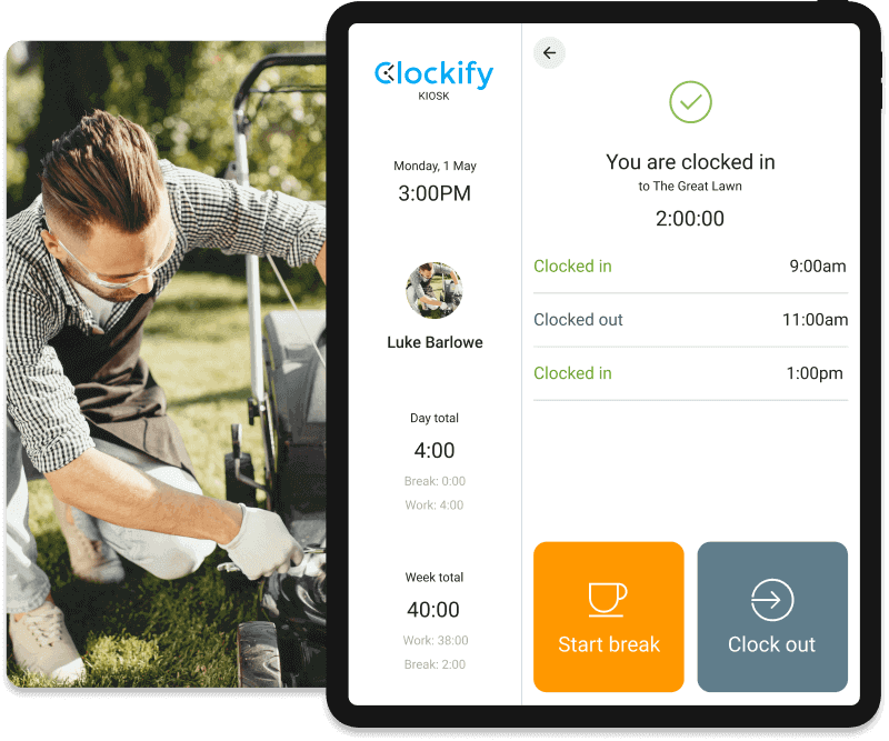 Reloj de fichar para los negocios de paisajismo - Clockify captura de pantalla